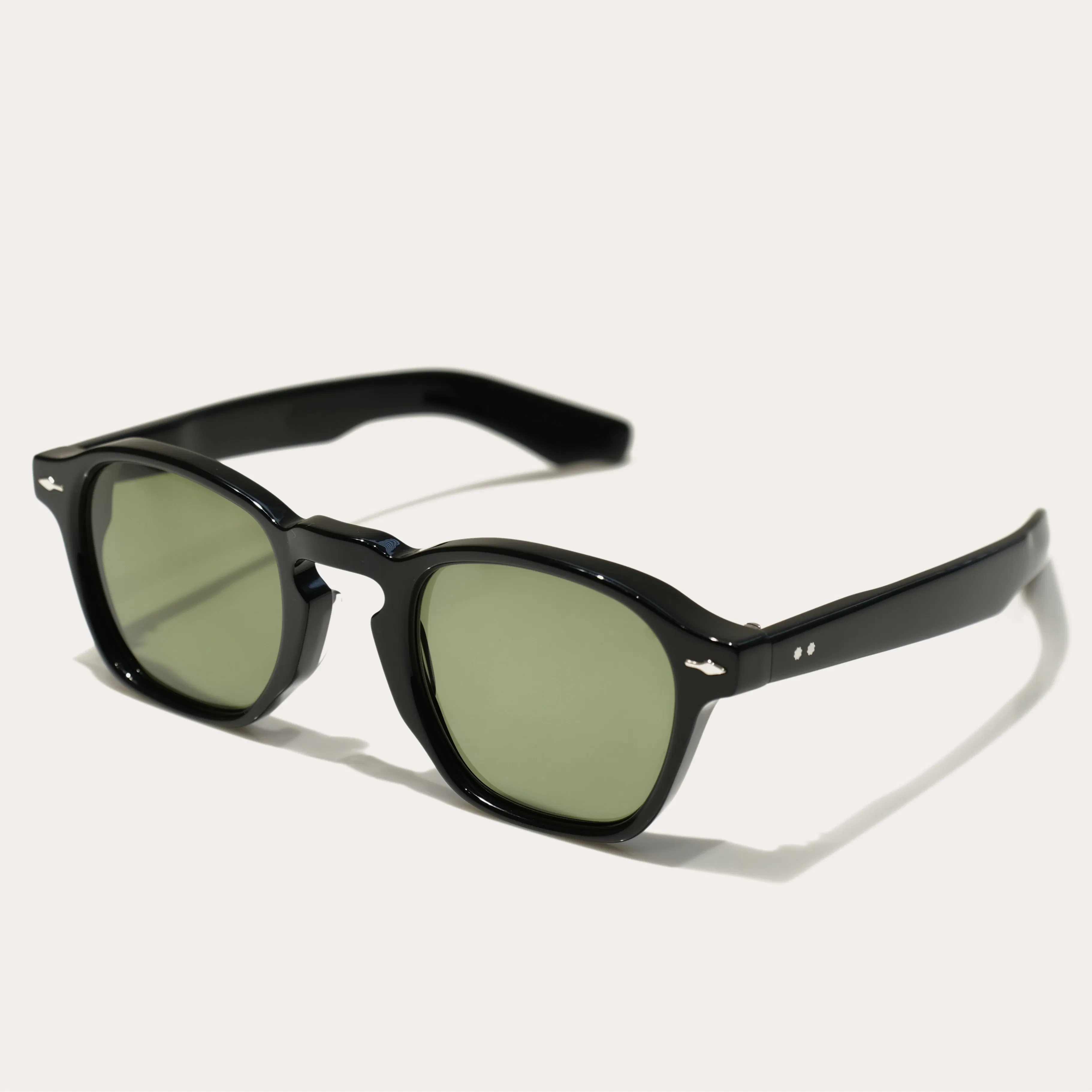 Jacques Brand Thick Acetate Square Men's Sunglasses Women's UV400 Anti-Ultraviolet Sun Glasses Top Quality Frame Blue Green Lens