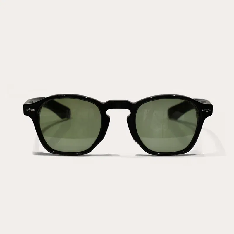 Jacques Brand Thick Acetate Square Men's Sunglasses Women's UV400 Anti-Ultraviolet Sun Glasses Top Quality Frame Blue Green Lens