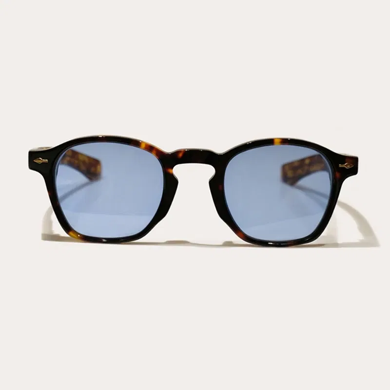 Jacques Brand Thick Acetate Square Men's Sunglasses Women's UV400 Anti-Ultraviolet Sun Glasses Top Quality Frame Blue Green Lens