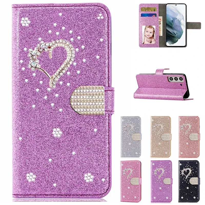 Color: Silver, Material: Microfiber - Glitter Wallet Leather Case For Samsung Galaxy S25 FE S24 Ultra S23 Plus S22 S21 A35 A36 A56 A55 A13 A14 A15 A16 A26 A34 A33 A54