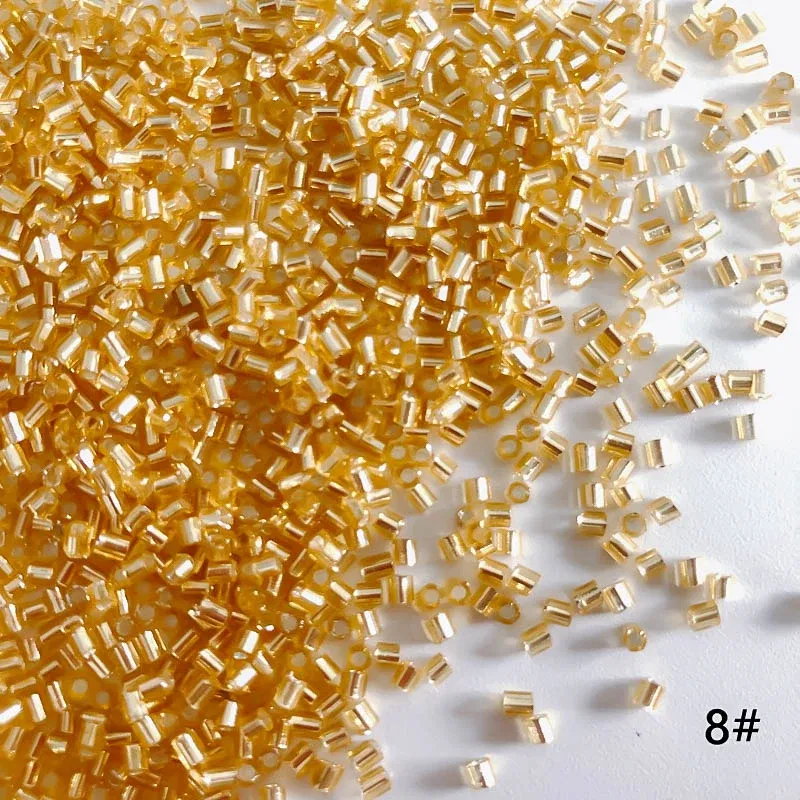 Color: Yellow, Item Diameter: 2mm - 2mm Glass Seed Loose Beads Silver Color Inner Long Tube Charms DIY Craft Bracelet Jewelry Making Supplies Necklace Accessories