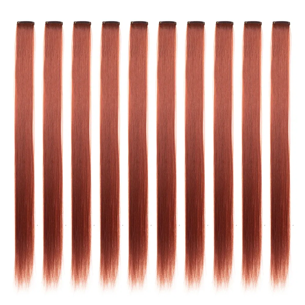 Color: #5, Stretched Length: 22inches, Ships From: CHINA - Synthetic 10 Pcs Straight Hair Extensions Clip in Hairpieces 22 Inch Hightlight Colorful Hair for Women Party Cosplay Gifts