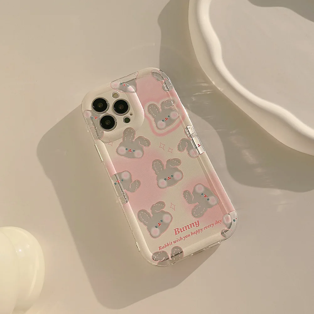 Color: black, Compatible-Phone Models: For Samsung Galaxy S20 FE - Cute Cartoon Bunny Print Phone Case for Samsung Galaxy 24 23 22 21 20 Plus Ultra FE A73 A72 A71 A52 A51 A32 Note 20 Airbag Funda