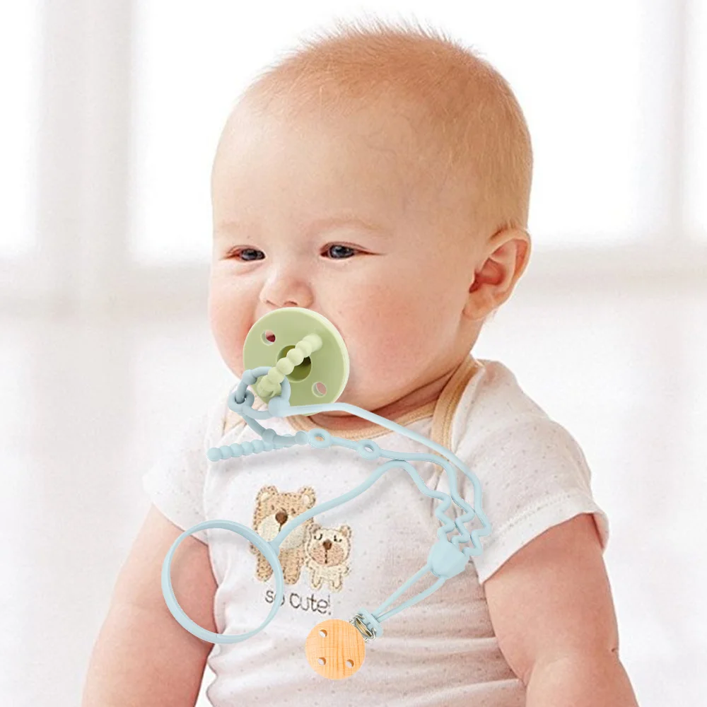 Color: Blue - 1 Piece Silicone Pacifier Chain, Jellyfish Shape Design, Pink/cream Color, Sea Animal, Suitable for Most Pacifiers, Teething Toy