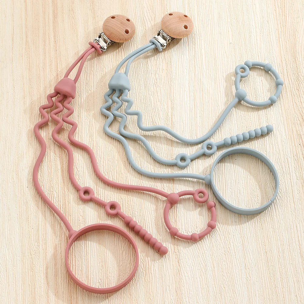 Color: Blue - 1 Piece Silicone Pacifier Chain, Jellyfish Shape Design, Pink/cream Color, Sea Animal, Suitable for Most Pacifiers, Teething Toy