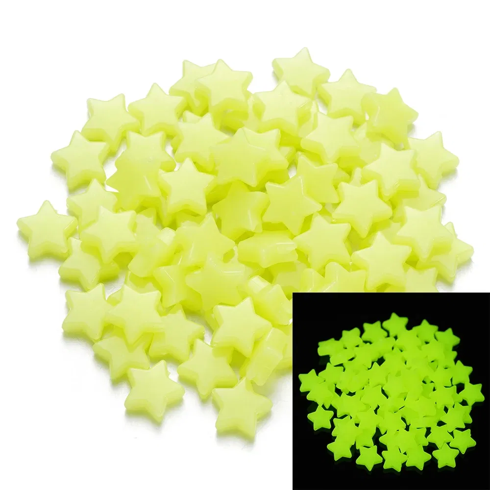 Color: Clear, Item Diameter: 2mm - 50Pcs Luminous Star Beads Heart Shape Acrylic Beads Loose Spacer Beads for Jewelry Making DIY Bracelet Necklace Accessories