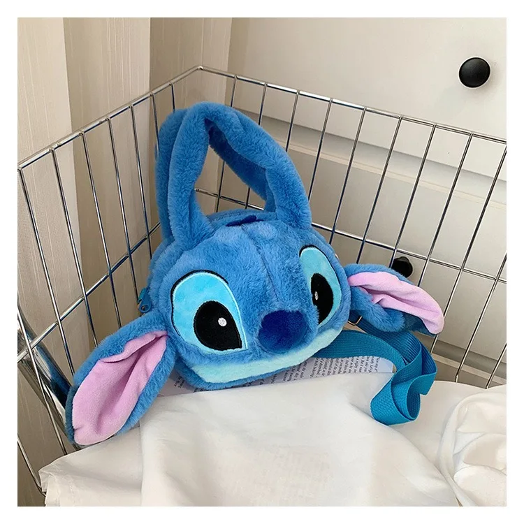 Color: black - Disney Anime Lilo & Stitch Toy Kawaii Messenger Bag Girl Heart Handbag Stitch Doll Children Cartoon Soft Sweetheart Shoulder Bag