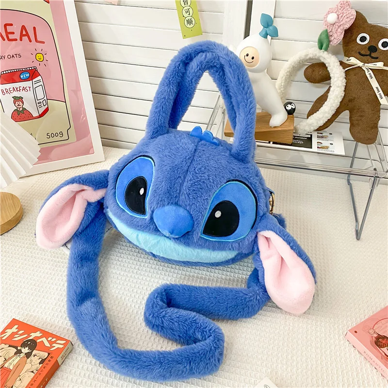 Color: black - Disney Anime Lilo & Stitch Toy Kawaii Messenger Bag Girl Heart Handbag Stitch Doll Children Cartoon Soft Sweetheart Shoulder Bag