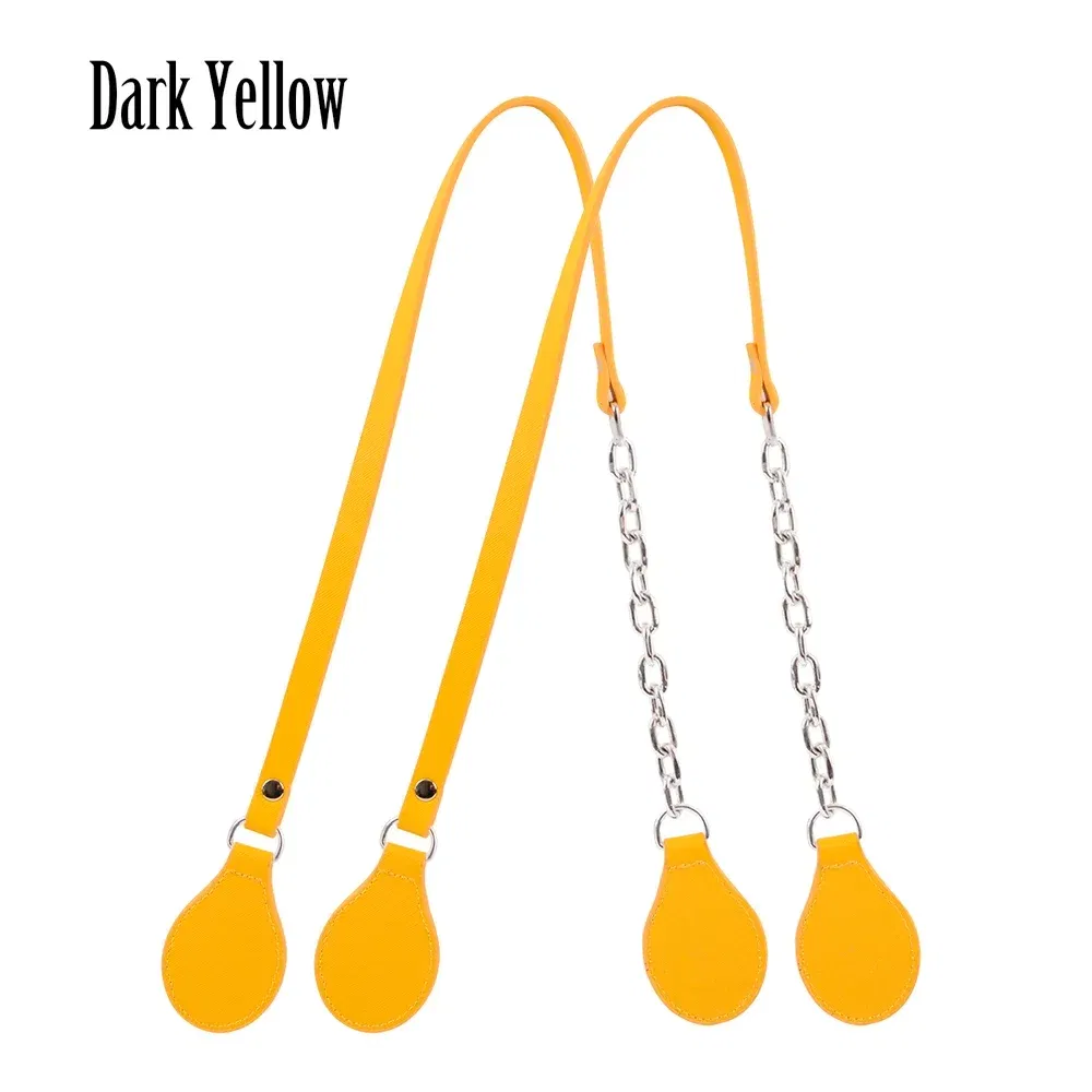 Color: Orange, Ships From: CHINA - Tanqu New Arrival Long Edge Painting Handles Faux Leather Flat PU Belt and Drops with Thicken Shiny Chain for OBag for EVA O Bag