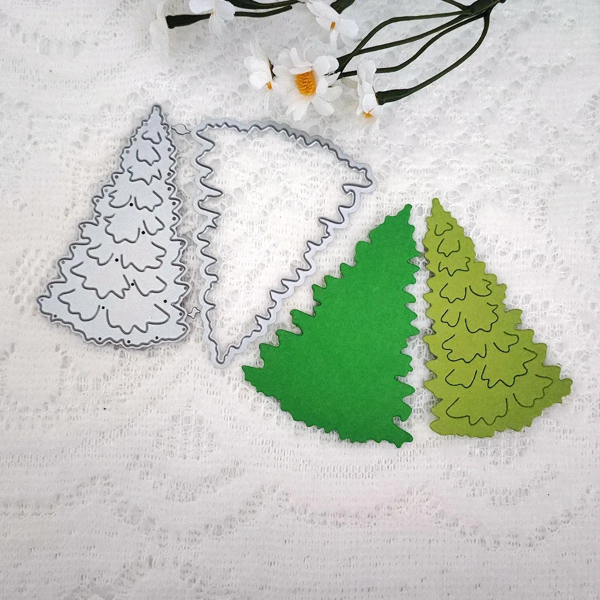 Color: light green - Christmas Tree Happy Birthday Thank You 26 English Alphabet Metal Cutting Dies For DIY Scrapbooking Album Craft Cardmaking