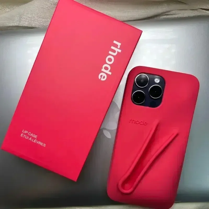 Color: Red, Material: Microfiber - Quality Fashion Box for Rhode Phone Case Gift Packaging Lipstick Box for Girl for IPhone 16 15 14 13 12 11 Pro Max XR XsMax Case