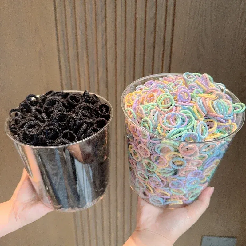 Color: Silver - [50Pcs/lot] Baby Rubber Band Does Not Hurt The Hair Small Thumb Ring High Elastic Thread Toddler Seamless Scrunchies Set