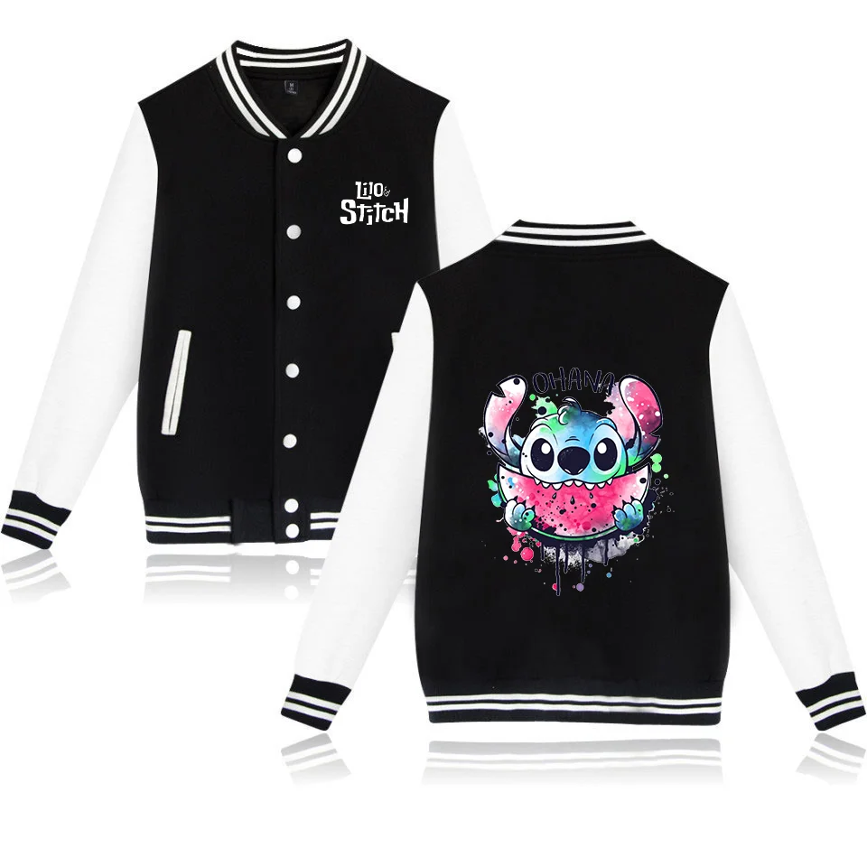 Color: PURPLE, Size: XXXL - Lilo Stitch Baseball Jacket Men Women Hip Hop Harajuku Jackets Streetwear Kids Boys Girls Loose College Coats