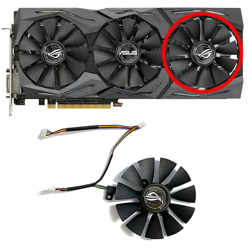 Color: Red - 87mm 6pin T129215SU GTX1060 1070 1080 GPU Cooler For ASUS Strix GTX 1060 OC 1080 1070 1080Ti RX 480 Graphics Card Fan Cooler