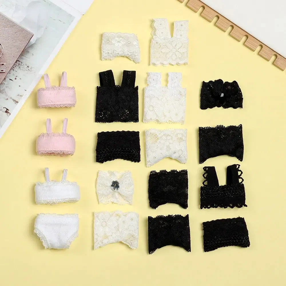 Color: Navy Blue - 1Set Soft Lace Underwear Bra Briefs For 30CM Doll 1/6 Knickers For Blythe 1/6 BJD Dolls Top Underpant For Dollhouse Kids Toy