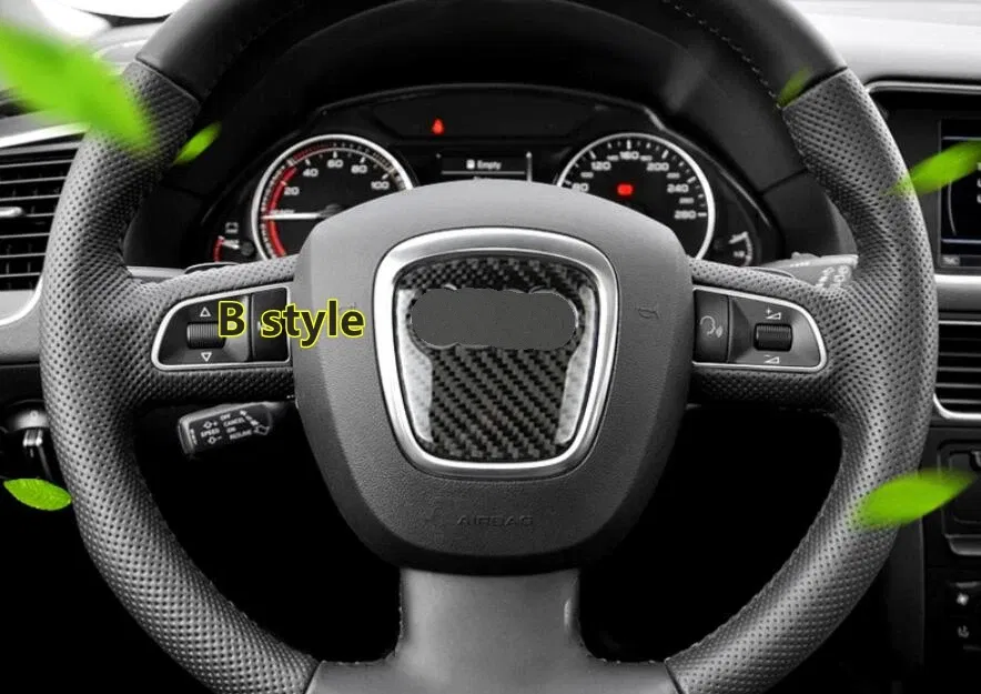 Color Name: WHITE - Car Carbon Fiber Steering Wheel Logo Sticker Frame Cover For Audi A1 A3 A4 A5 A6 A7 Q3 A6 C7 Q5 A8 Q7 B6 B7 Auto Accessories