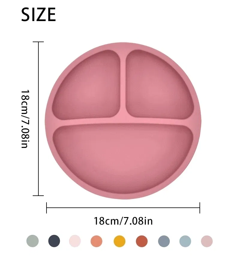 Color: green - 9Colors Baby Plate Set Food Grade Silicone Dishes BPA-Free Tableware Kids Feeding Bowls Kids Learning Dishes Tray Dropshiping