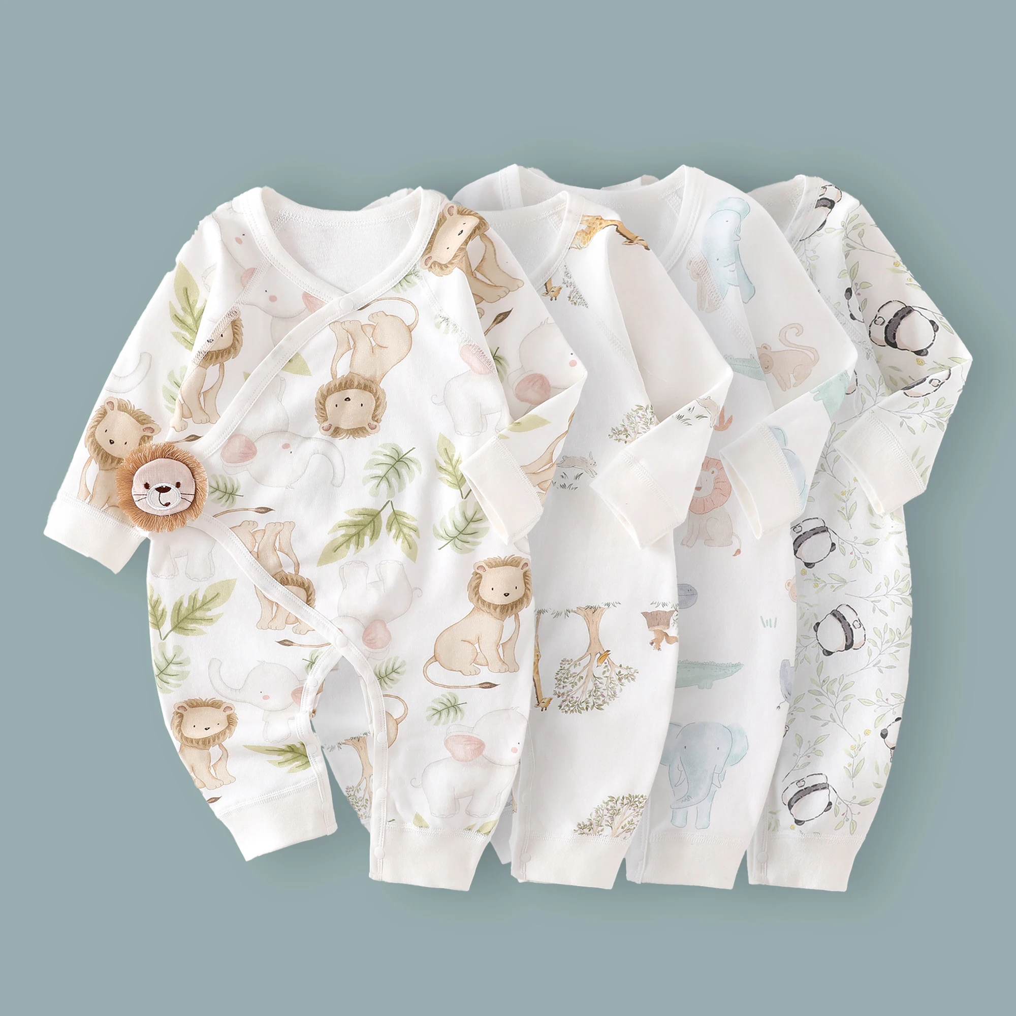 Color: tan, Kid Size: 6M - AYNIGIELL Spring Autumn Clothing New 0-6M Cotton Newborn Baby Girl Boy Romper Print Infant Jumpsuit Baby's Inner Clothing