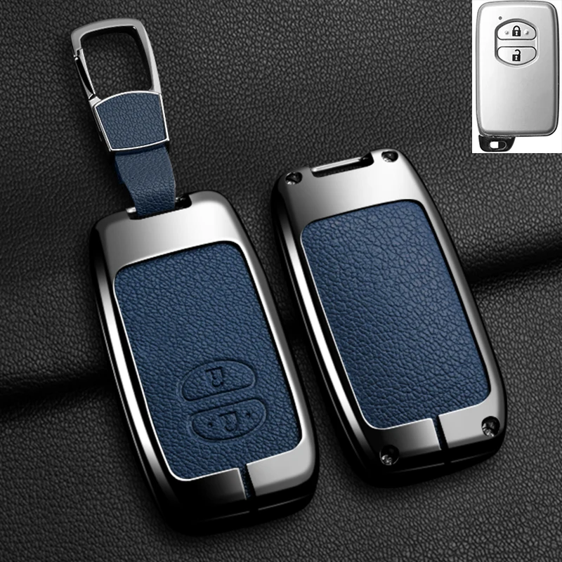 Color Name: GRAY - Alloy Car Key Case Cover Shell Fob For Toyota Prius 30 Alpha Aqua Land Cruiser Auris For Lexus LC 200 2012 - 2014 Parts Keychain