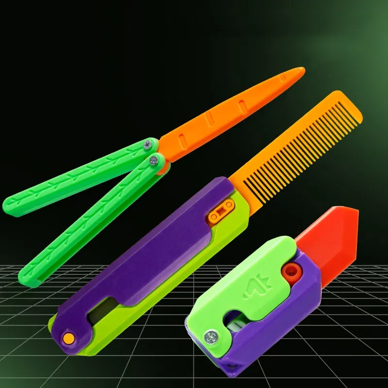 Color: PURPLE, Ships From: CHINA - Gravity Folding Claw Knife Radish Knife 3d Printing Gravity Knife Small Radish Knife Push Card Decompression Fidget Mini Toy