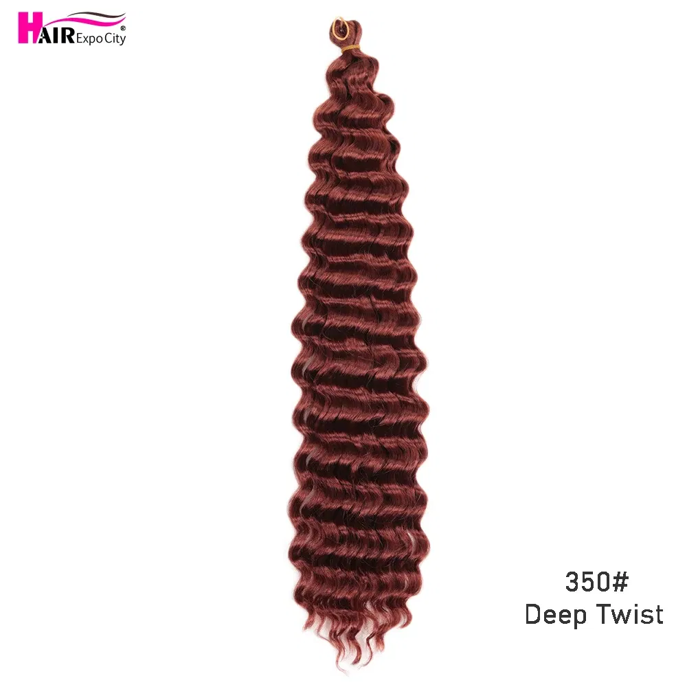 Color: #350, Ships From: CN, Stretched Length: 22inches, Bulk Buy: 1Pcs/Lot - 22-28 Inch Freetress Deep Twist Crochet Hair Natural Synthetic Braids Hair Ombre Crochet Braiding Hair Extensions Hair Expo City