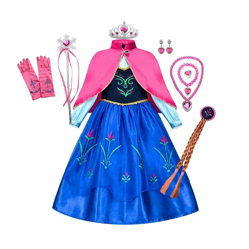 Color: Beige, Kid Size: 9 - Disney Kids Girls Cosplay Frozen Elsa Anna Princess Dress Girl Mesh Ball Gown Carnival Birthday Clothes Snow Queen Elsa Costume