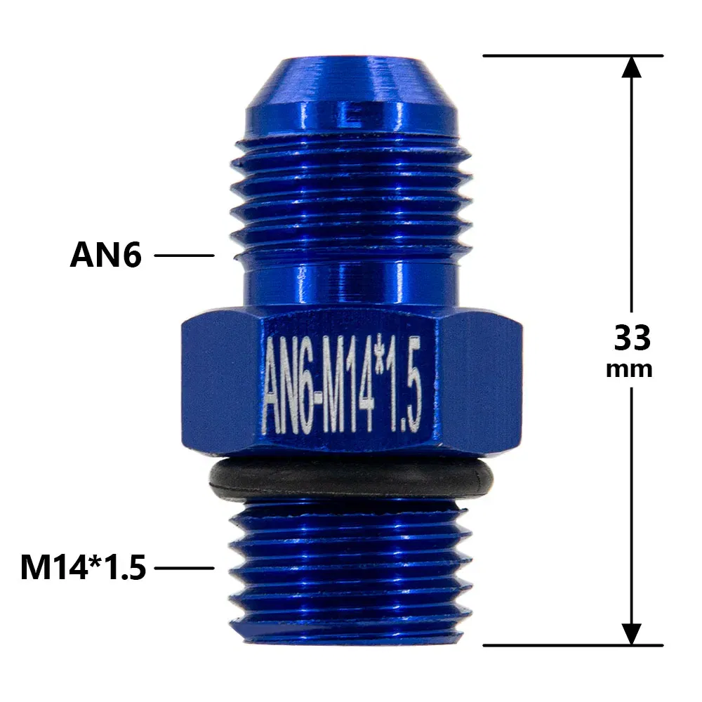 Color: Blue - Aluminum Alloy Universal AN6 8 10 12 to AN to M16x1.5 M18x1.5 Metric Fuel Hose Adapter Pipe Thread Fitting CAR OIL COOLER SYSTEM