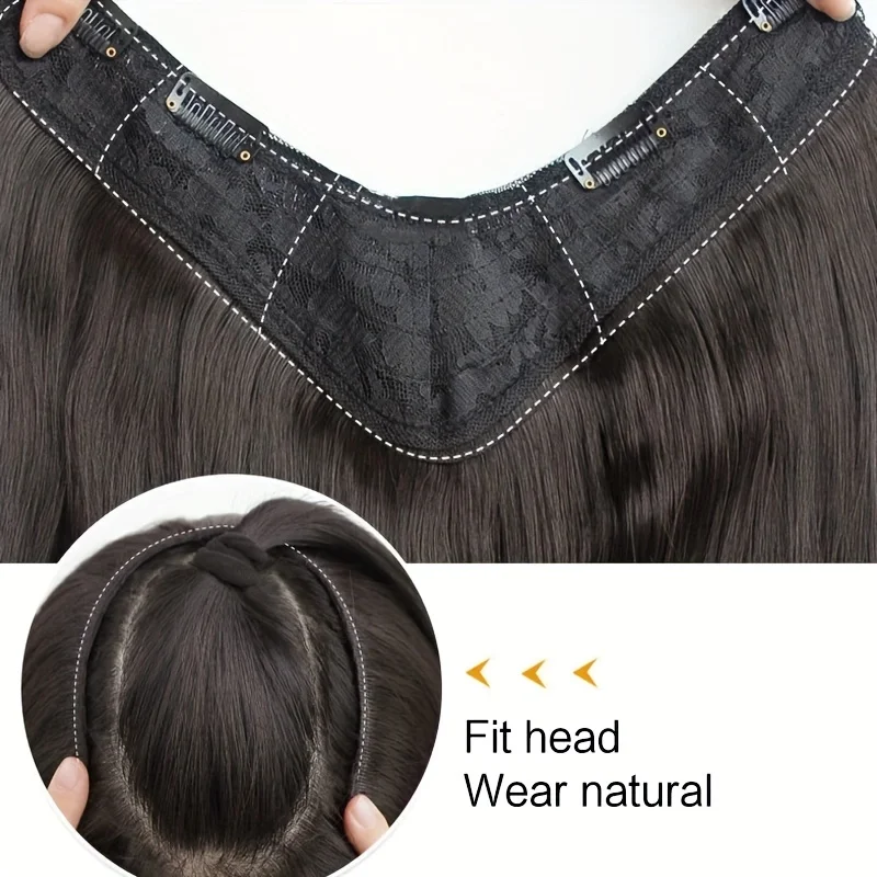 Color: 1B/30HL, Stretched Length: 28inches - Synthetic Long Wavy U-shaped Clip In Hair Extensions 16Inch/20Inch/24inch Clip On Hair Extensions For Women Hair Accessories