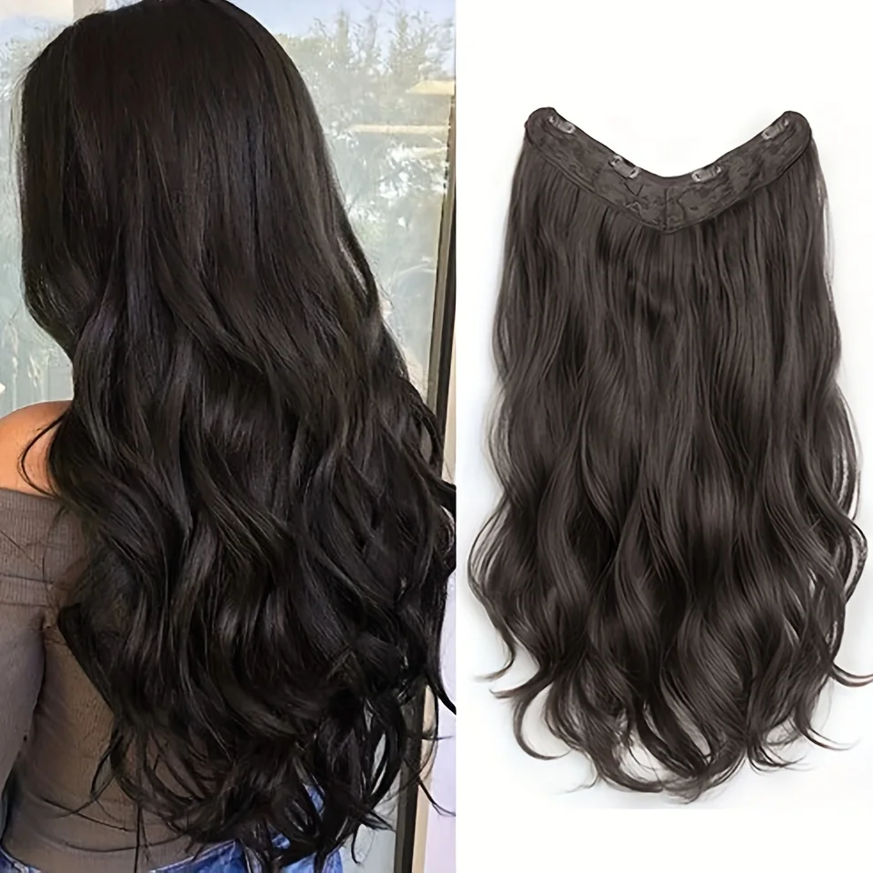 Color: 1B/30HL, Stretched Length: 28inches - Synthetic Long Wavy U-shaped Clip In Hair Extensions 16Inch/20Inch/24inch Clip On Hair Extensions For Women Hair Accessories
