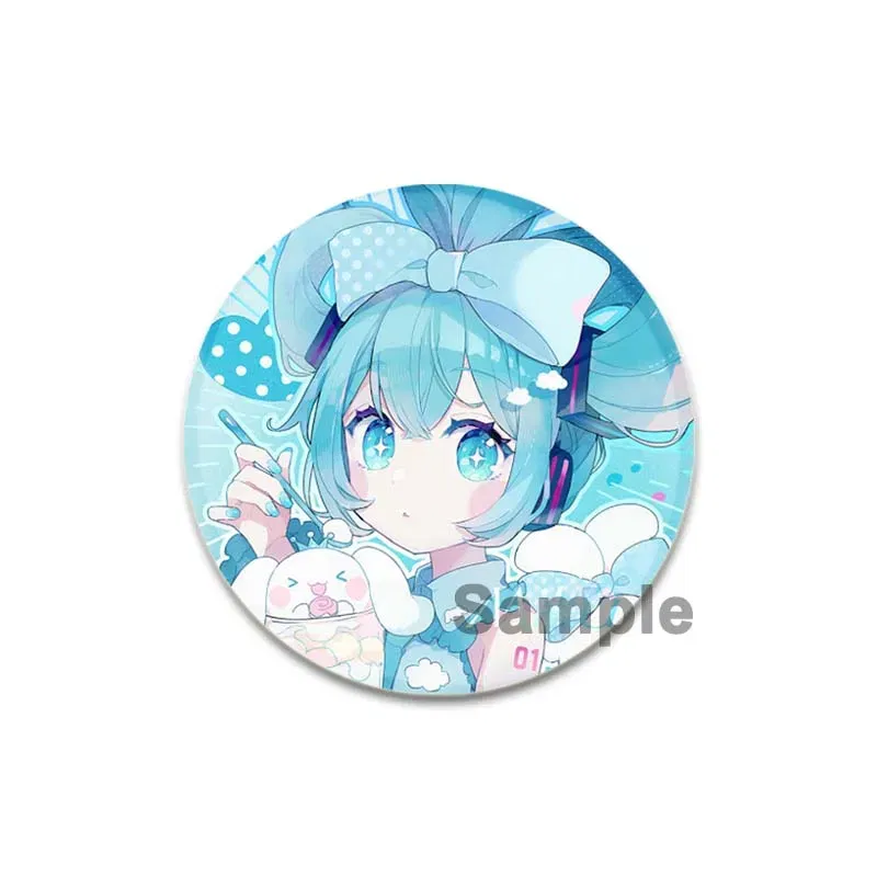Color: Light Grey, Size: S - 58/44/32mm Miku Anime Round Pins Cartoon Badges Cosplay Handmade Tinplate Brooch on Backpack Clothes Chest Ornament Gifts