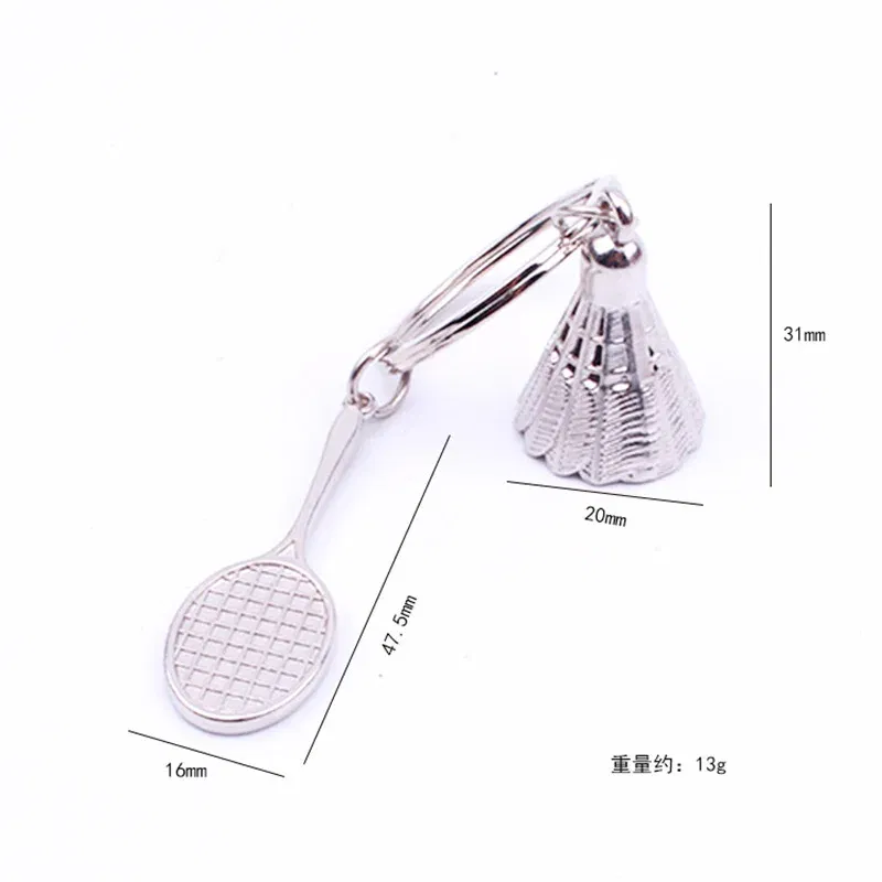 Color: Red - Fashion Mini Creative Metal Badminton Racket Keychain Diy Sporting Goods Handmade Accessories