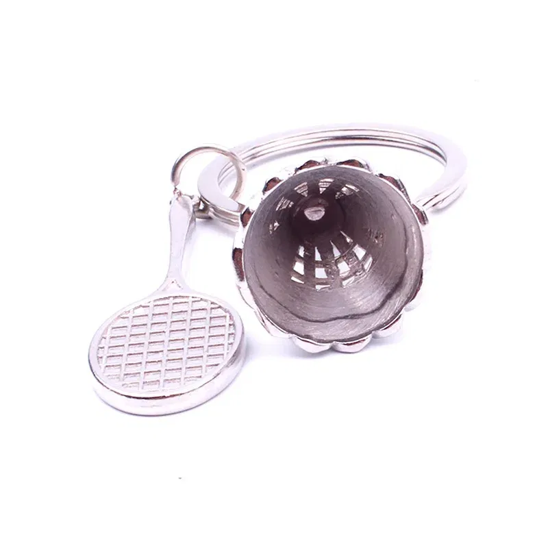 Color: Red - Fashion Mini Creative Metal Badminton Racket Keychain Diy Sporting Goods Handmade Accessories