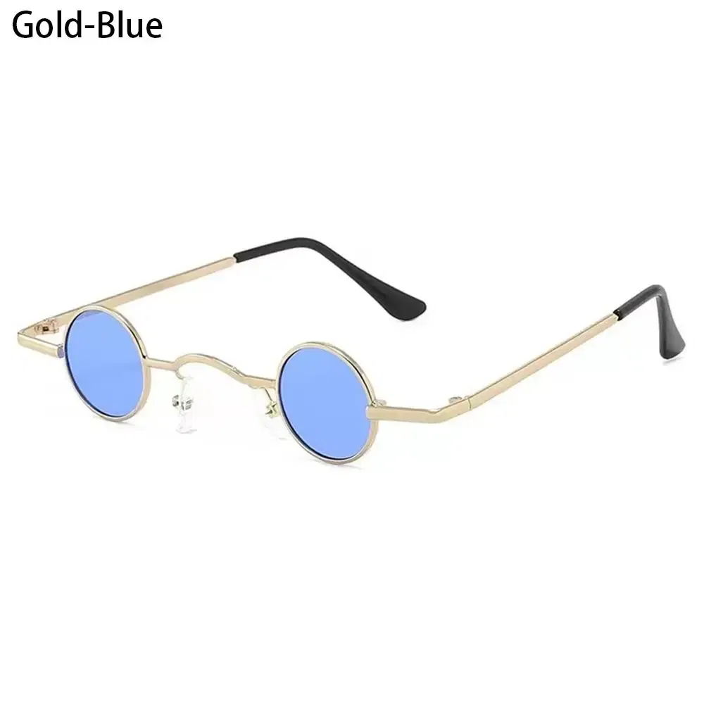 Lenses Color: PURPLE, Frame Color: WHITE - Small Round Rock Punk Sunglasses for Women Men Ultra Metal Frame Hip Hop Sun Glasses Candy Color Fashion Shades Driving Eyewear