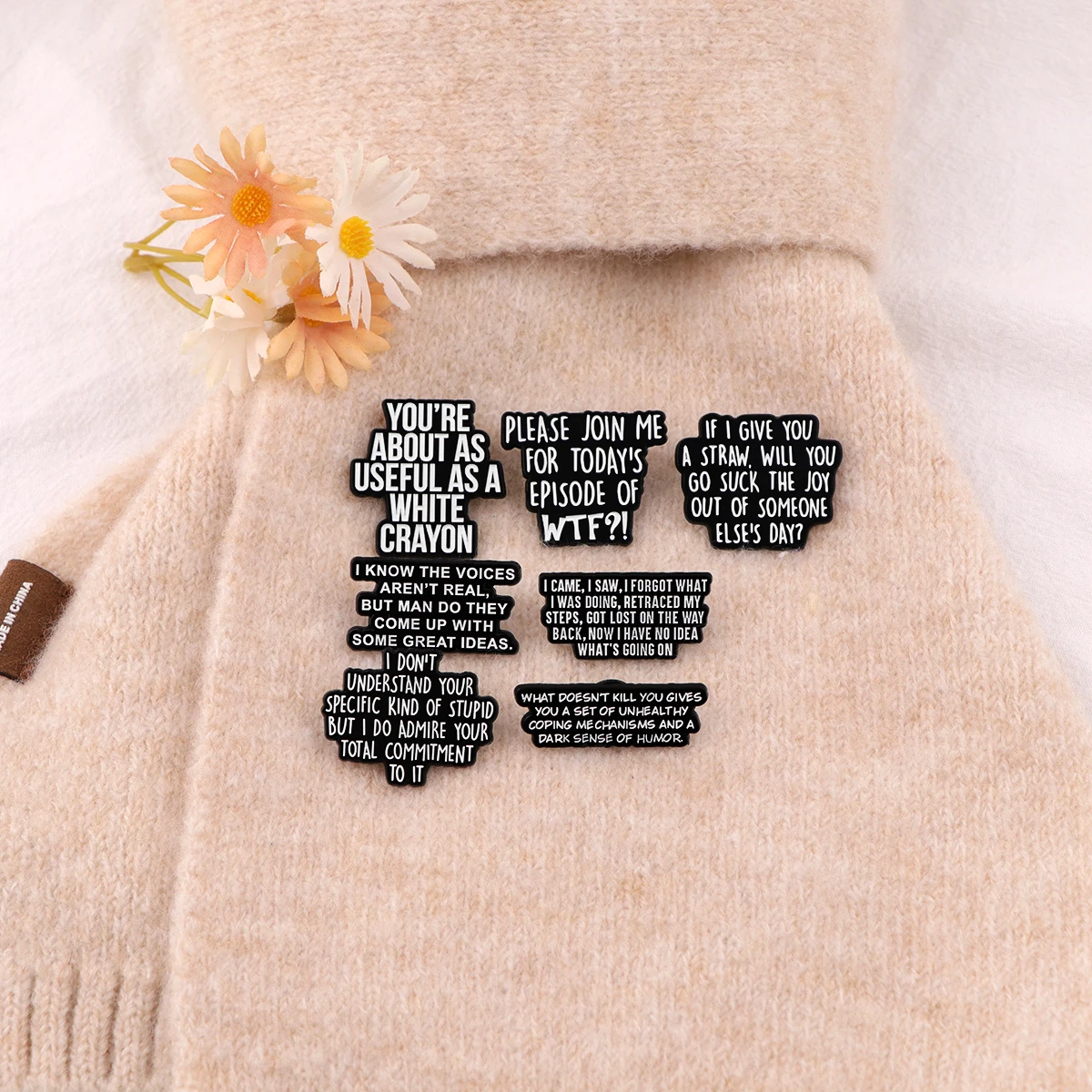 Metal color: Antique Bronze Plated - Funny Quotes Enamel Pin loves you Brooch Pines Lapel Pins Badge on Backpack Clothing Accessories Fashion Jewelry Friends Gifts