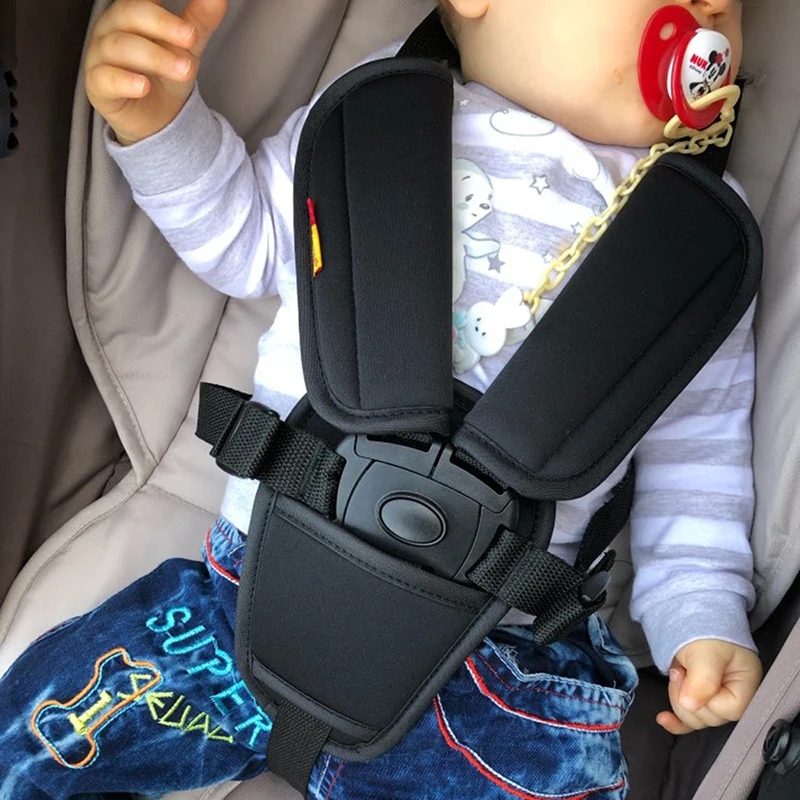 Color: black - Stroller Strap Covers Three Piece Car Seats Accessories Cushion Shoulder Cushion For Stroller Pad Covers For Boy And Girl