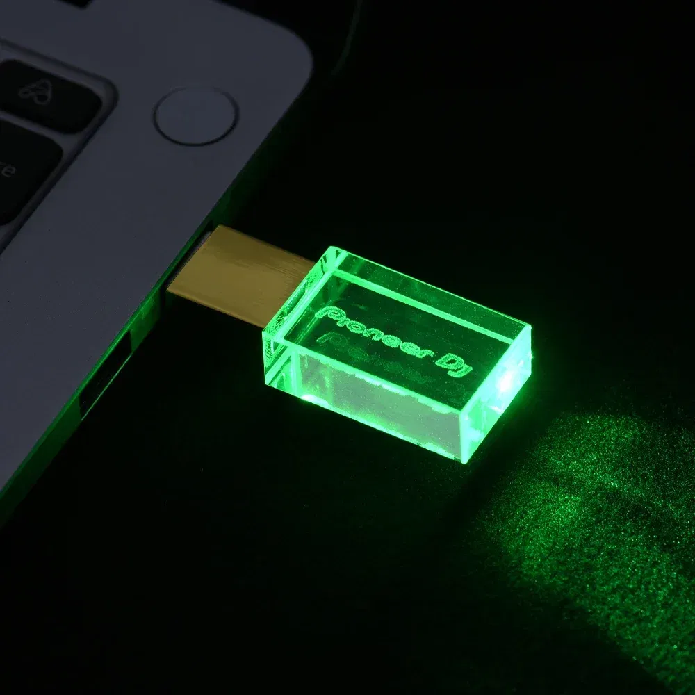 Color: black, Capacity: 8 GB - JASTER Luminous USB drive Gold Lid Crystal USB Flash Drive 128GB Pendrive 64GB Colorful LED Memory Stick 16GB with Pioneer DJ