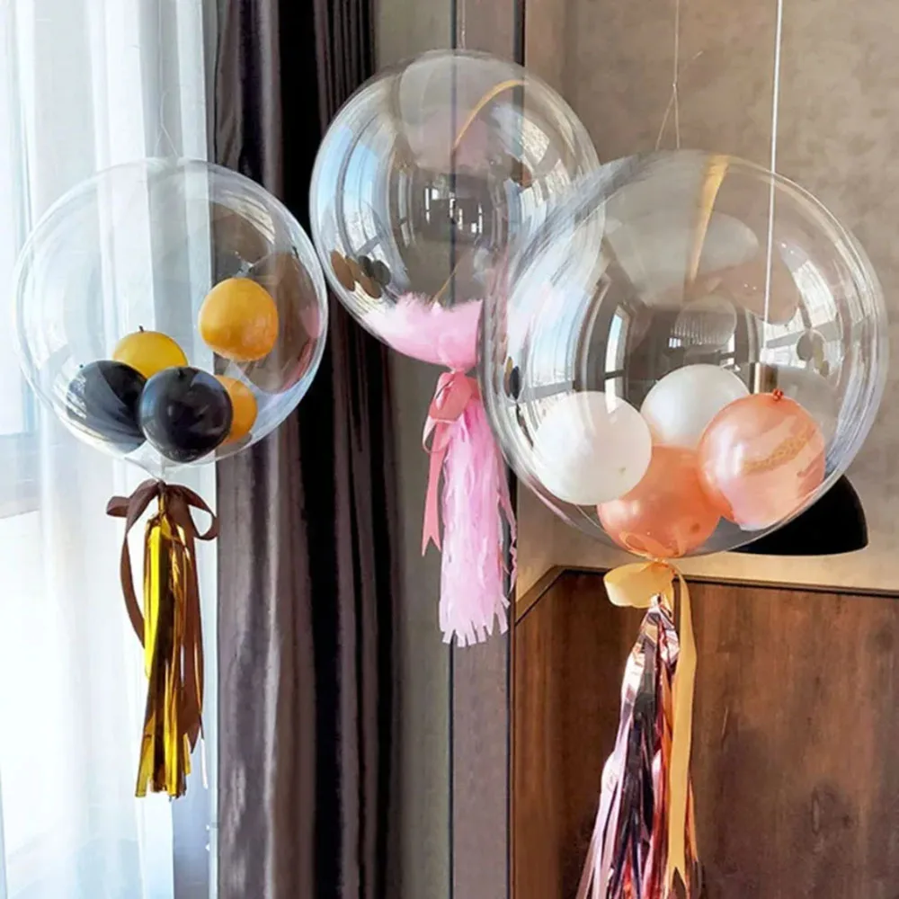 Color: Laser, Ballon Size: 7inch - 10pcs Transparent Bubble Balloon 8/10/12/16/18/20/24/36inch Bobo Balloon For Wedding Birthday Party Balloon