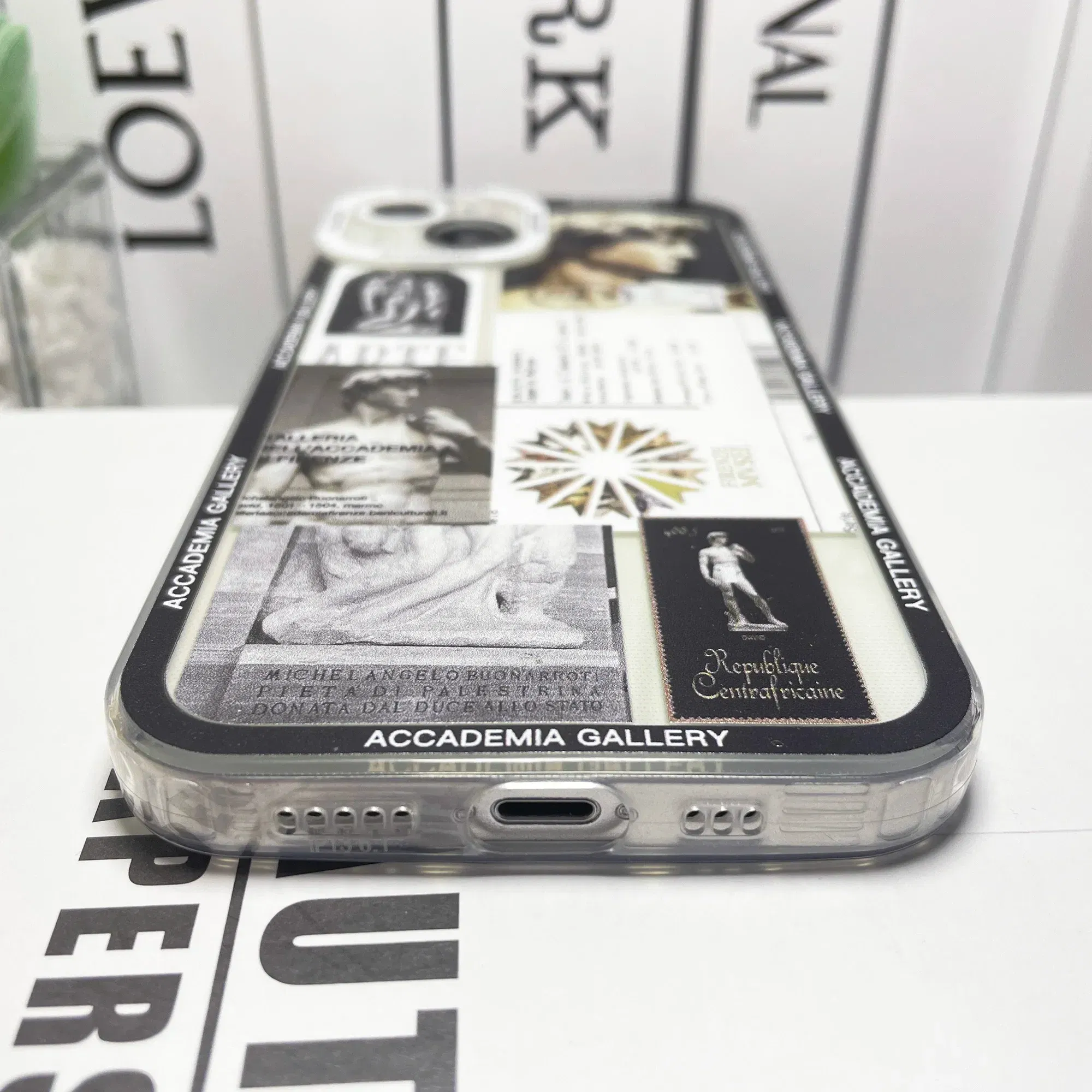Color: black, Material: ABS - Van Gogh David Museum Tickets Stickers Collage Art Phone Case For iPhone 14 13 12 11 Pro Max Mini XS X XR SE 7 8 Plus Soft Cover