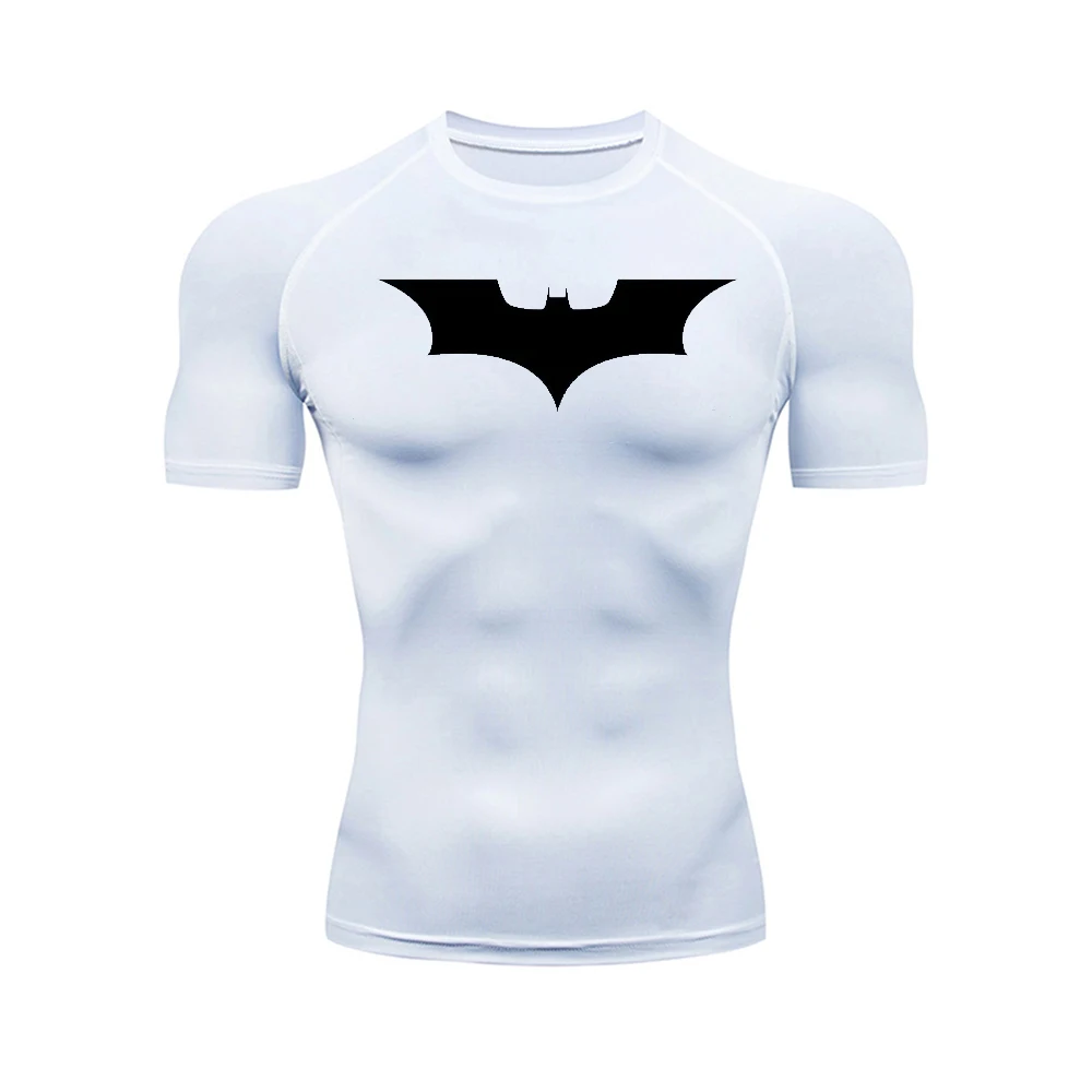 Color: WHITE, Size: XXXL - Men's Athletic Compression Shirts Athletic Quick Dry Breathable Rash Guard Athletic Tight Workout Tops Summer Men