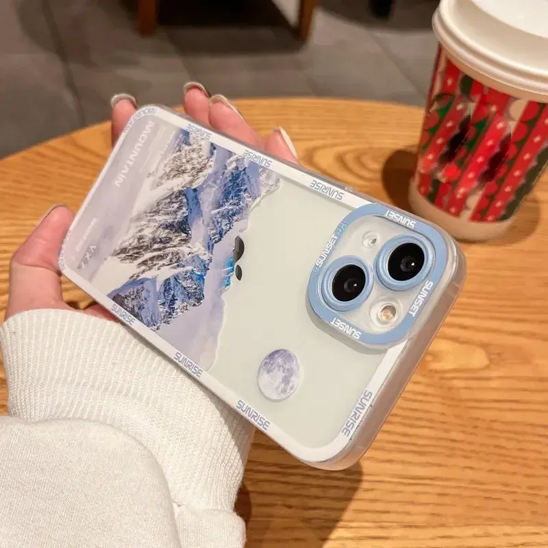 Color: SKY BLUE, Material: ABS - Retro INS Sunset Sky Clouds Moon Pattern Case For Samsung Galaxy S10 S20 S21 S22 S23 S24 FE Plus Ultra Note 20 Shockproof Cover