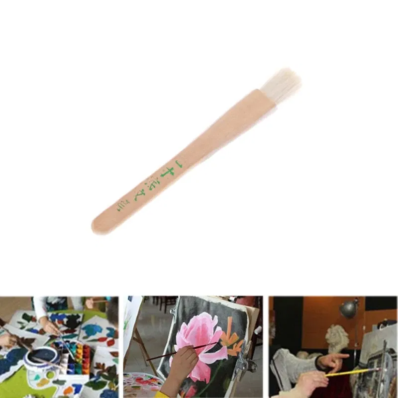 Color: Yellow - Goat Hair Paint Brush Ceramic Pottery Painting with Handle Drawing Brush for Teacher Students Painting Course Teaching