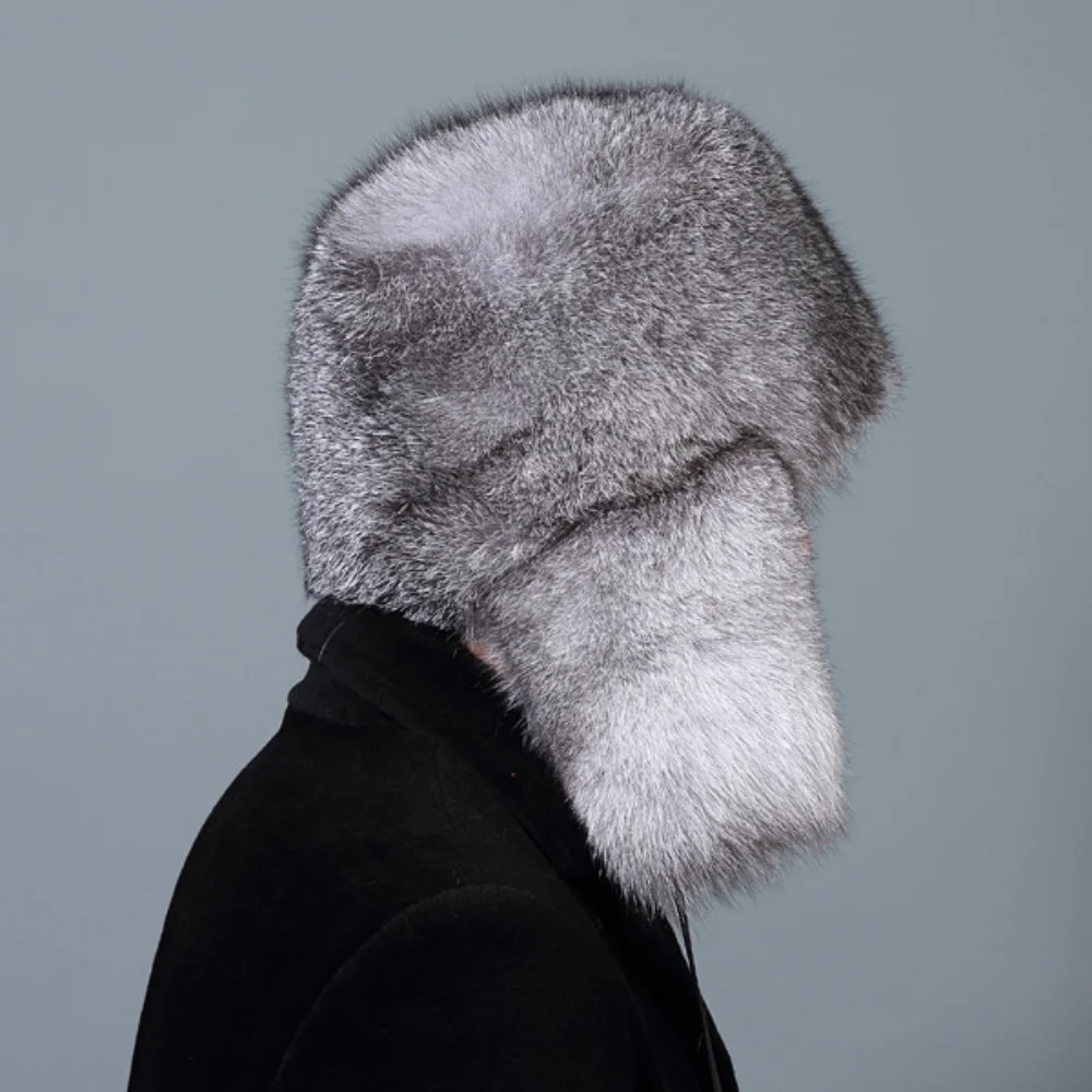 Color: Dark Grey, Hat Size: 60/61, Ships From: CHINA - Men Real Fur Beanies Hat Mongolian Hat Unique Process Fox Tail Design Luxury Winter Warm Hats For Fashion Men Bomber Hat