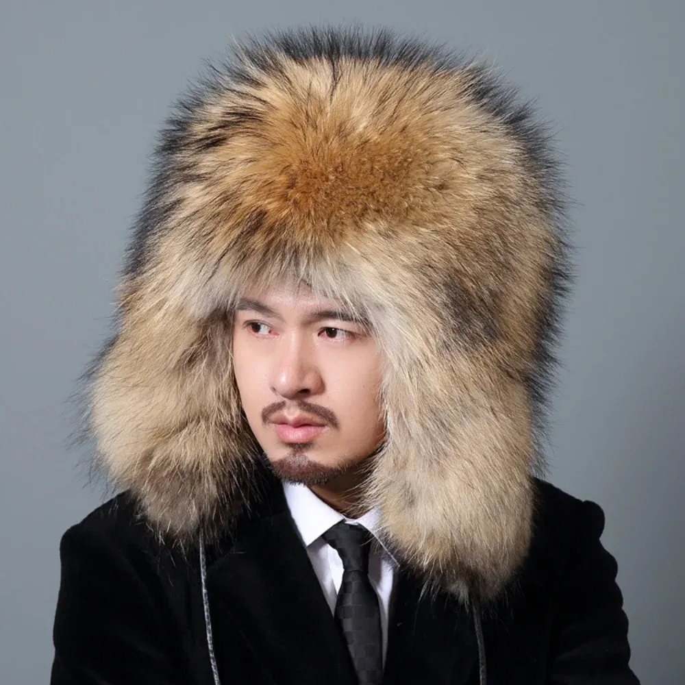 Color: Dark Grey, Hat Size: 60/61, Ships From: CHINA - Men Real Fur Beanies Hat Mongolian Hat Unique Process Fox Tail Design Luxury Winter Warm Hats For Fashion Men Bomber Hat