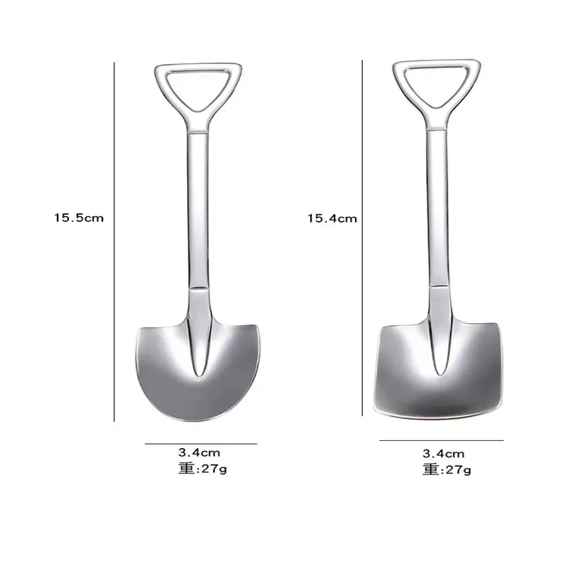 Color: Light Grey, Ships From: CHINA - 2021 stainless steel spade spoon coffee stirring spoon eating watermelon dessert ice cream fruit salad spoon teaspoon