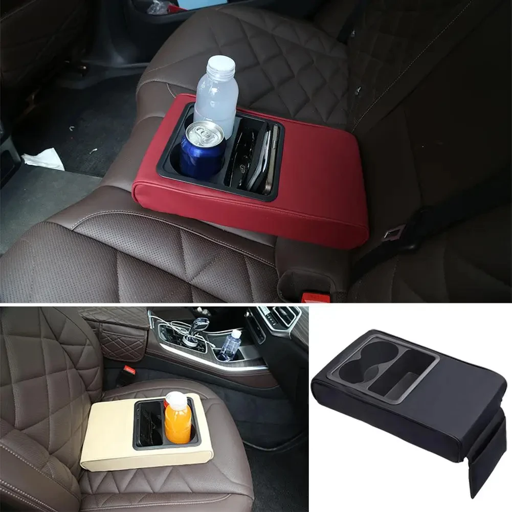 Color Name: Red, Ships From: CHINA - Car Armrest Cushion With Cup Holder Universal Storage Support Central Armrest With Elbow Pocket Cotton Memory Wear-Resistant