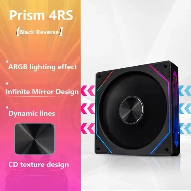 Color: Blue, Blade Color: Other, RGB Support: A-RGB - Prism 4RS ARGB CPU Case Fan 120mm Infinity Mirror Design 5V 3PIN Motherboard Lighting Sync 4PIN PWM 800-1800RPM Case Cooler Fan