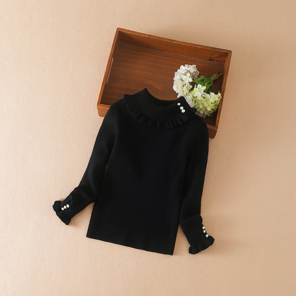 Color: Ivory, Kid Size: 5T - Girls Sweater 2025 New Winter Children Clothes Kids Tops Warm Knitwear Kids Sweater Baby Girls Turtleneck Sweaters