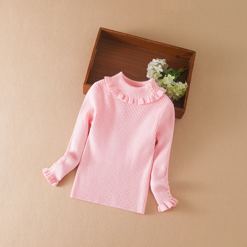 Color: Ivory, Kid Size: 5T - Girls Sweater 2025 New Winter Children Clothes Kids Tops Warm Knitwear Kids Sweater Baby Girls Turtleneck Sweaters
