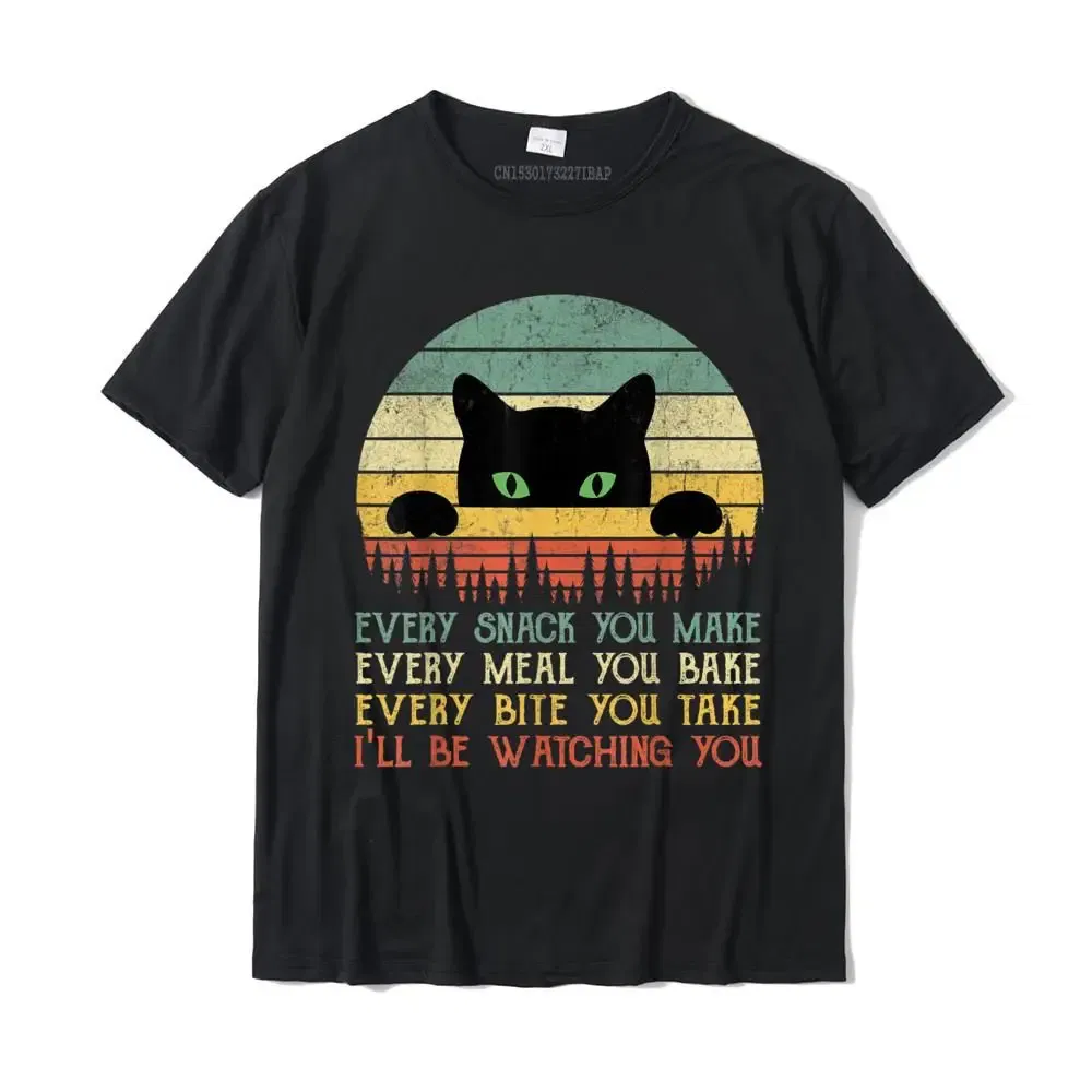 Color: black, Size: L - Every Snack You Make Cat Funny Cat Mom Cat Mama Cat Dad T-Shirt Cotton T Shirts For Men Custom T Shirt Rife Printed