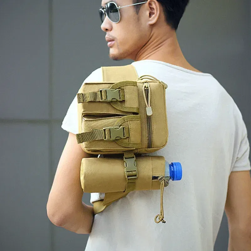 Color: SKY BLUE - 2024 New Waist Pack Tactical Nylon Hiking Water Bottle Phone Bag Outdoor Sports Hunting Climbing Camp Belt Bag